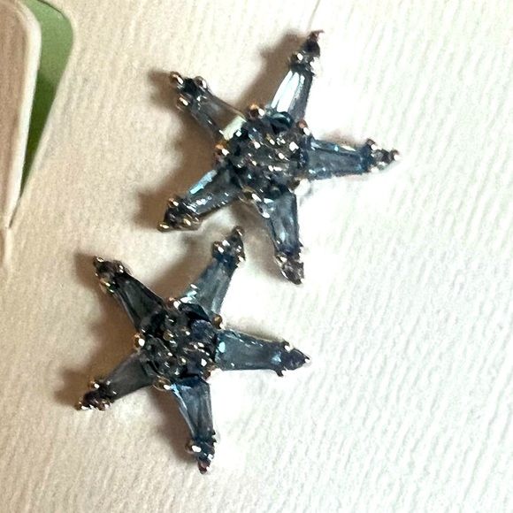 Kate spade STARRING Silverplated Star Stud Earrings blue New - Picture 4 of 4